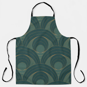Seamless pattern with golden and green circles on  apron