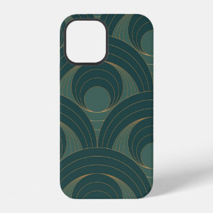 Seamless pattern with golden and green circles on iPhone 12 case