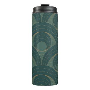 Seamless pattern with golden and green circles on thermal tumbler
