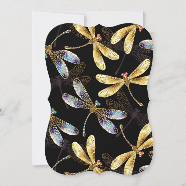 Seamless Pattern with Golden Dragonflies (Front)