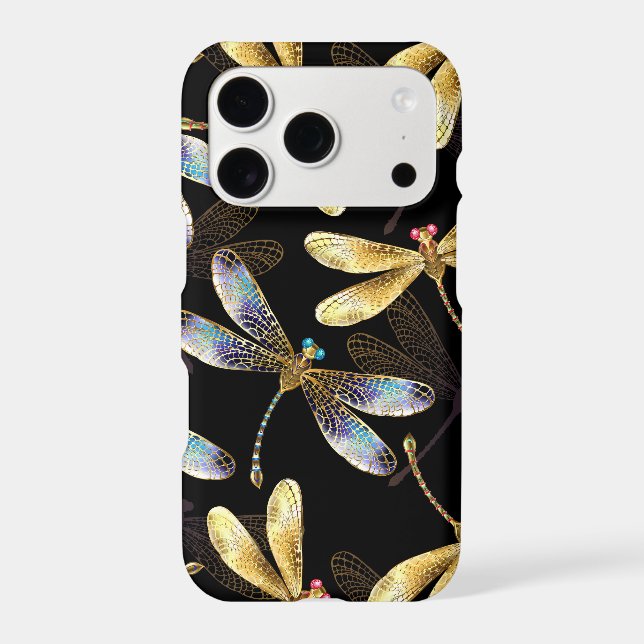 Seamless Pattern with Golden Dragonflies (Back)