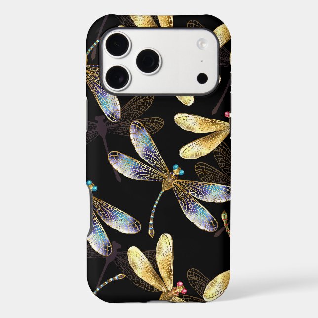 Seamless Pattern with Golden Dragonflies (Back)
