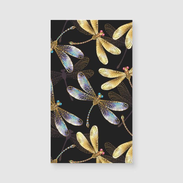 Seamless Pattern with Golden Dragonflies (Front)