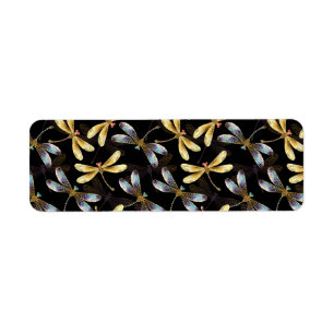Seamless Pattern with Golden Dragonflies