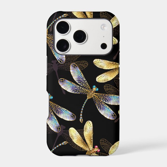 Seamless Pattern with Golden Dragonflies (Back)