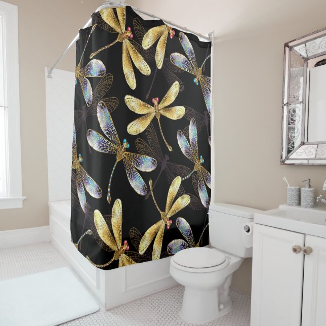 Seamless Pattern with Golden Dragonflies (In Situ)