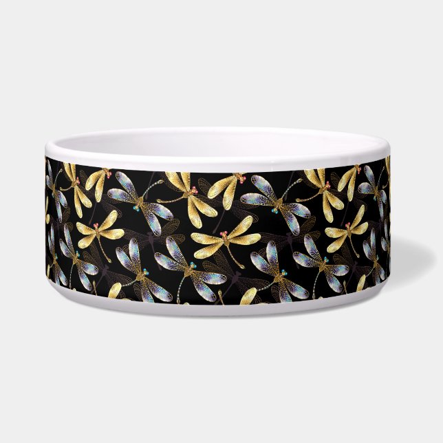 Seamless Pattern with Golden Dragonflies (Front)