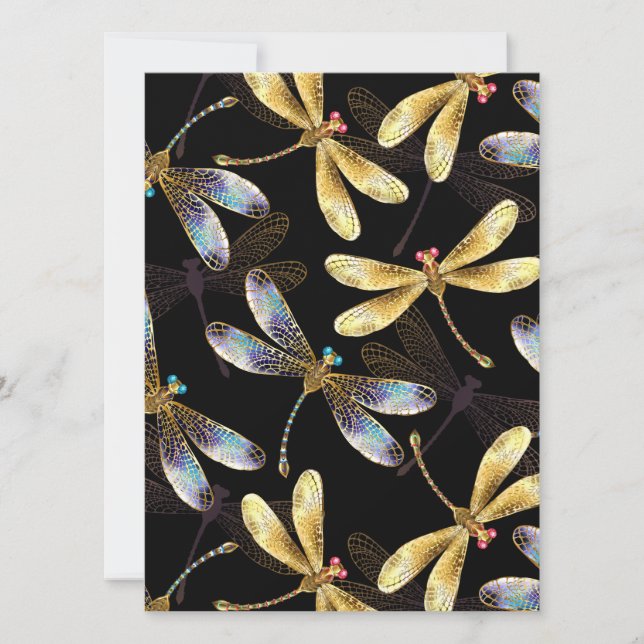 Seamless Pattern with Golden Dragonflies Announcement (Front)