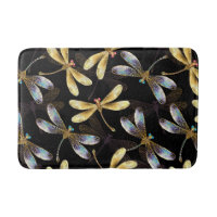 Seamless Pattern with Golden Dragonflies