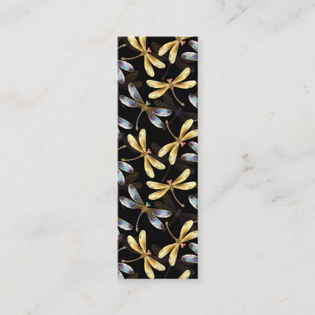 Seamless Pattern with Golden Dragonflies Calling Card (Front)