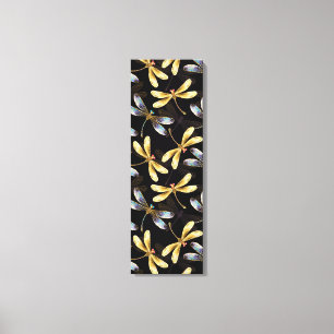 Seamless Pattern with Golden Dragonflies Canvas Print