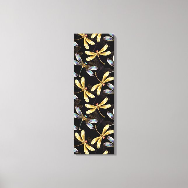 Seamless Pattern with Golden Dragonflies Canvas Print (Front)