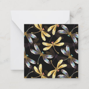 Seamless Pattern with Golden Dragonflies Card