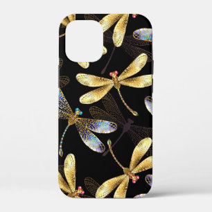 Seamless Pattern with Golden Dragonflies iPhone 12 Mini Case