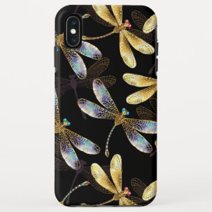 Seamless Pattern with Golden Dragonflies iPhone XS Max Case