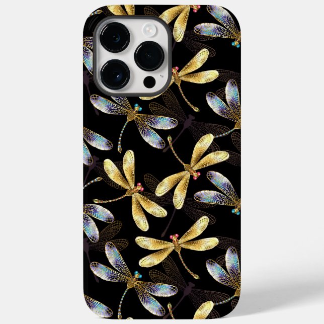 Seamless Pattern with Golden Dragonflies Case-Mate iPhone Case (Back)