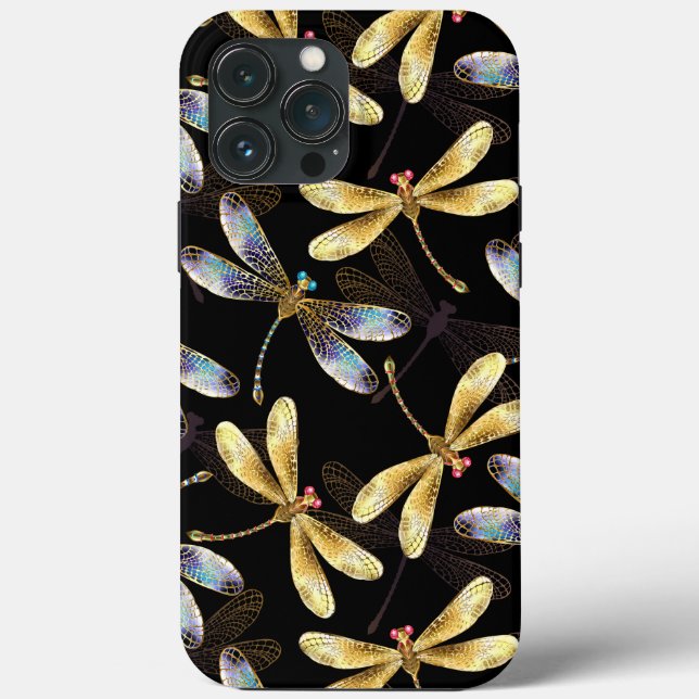 Seamless Pattern with Golden Dragonflies Case-Mate iPhone Case (Back)