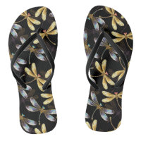 Seamless Pattern with Golden Dragonflies