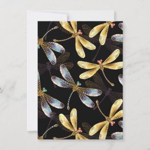 Seamless Pattern with Golden Dragonflies Holiday Card