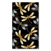 Seamless Pattern with Golden Dragonflies