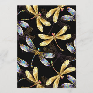 Seamless Pattern with Golden Dragonflies Menu