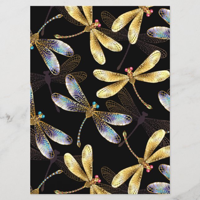 Seamless Pattern with Golden Dragonflies Menu (Front)
