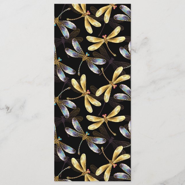 Seamless Pattern with Golden Dragonflies Menu (Front)