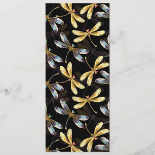 Seamless Pattern with Golden Dragonflies Menu