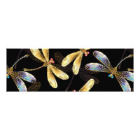 Seamless Pattern with Golden Dragonflies