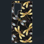 Seamless Pattern with Golden Dragonflies Samsung Galaxy Case<br><div class="desc">Seamless pattern with gold,  jewellery,  shiny dragonflies with detailed,  sparkling wings on black background. Gold dragonfly.</div>