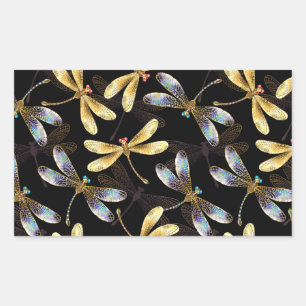 Seamless Pattern with Golden Dragonflies Sticker