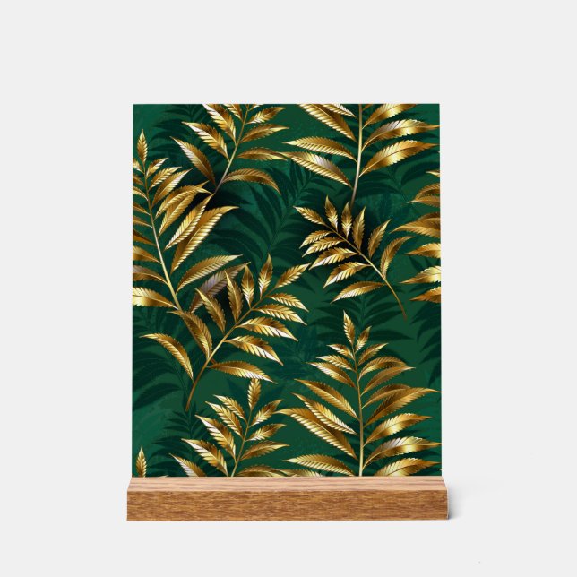 Seamless pattern with golden ferns (Recto)