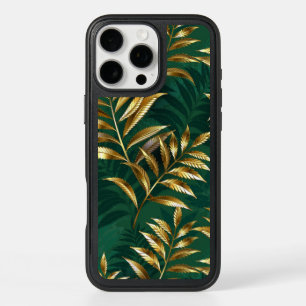 Seamless pattern with golden ferns
