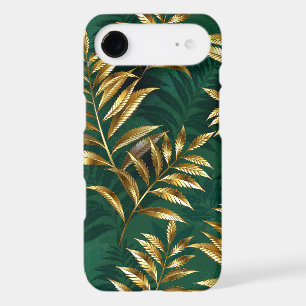 Seamless pattern with golden ferns