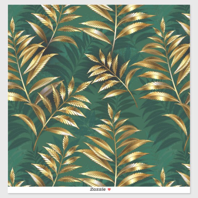 Seamless pattern with golden ferns (Sheet)