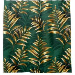 Seamless pattern with golden ferns