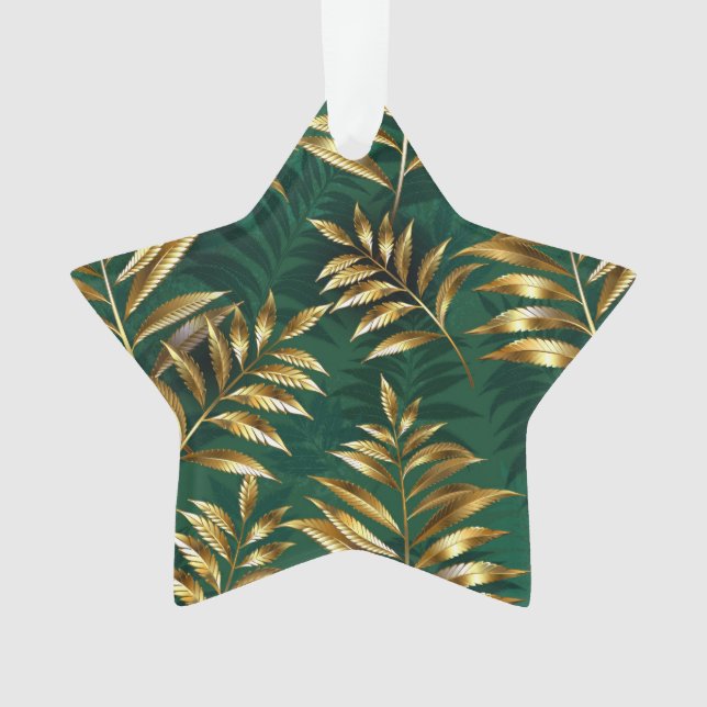 Seamless pattern with golden ferns (devant)