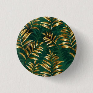 Seamless pattern with golden ferns 1 inch round button