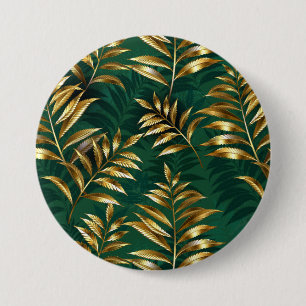 Seamless pattern with golden ferns 3 inch round button