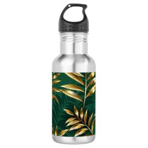 Seamless pattern with golden ferns 532 ml water bottle