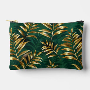 Seamless pattern with golden ferns accessory pouch