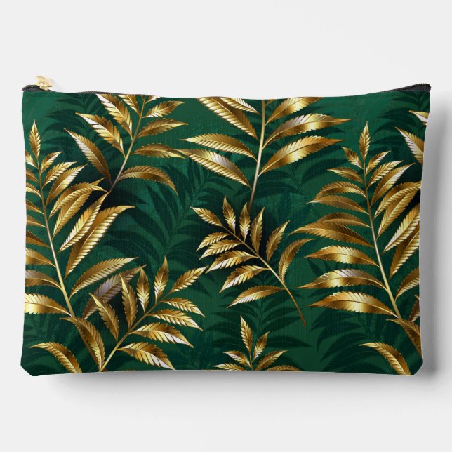 Seamless pattern with golden ferns accessory pouch (Front)