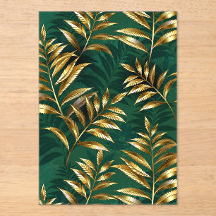 Seamless pattern with golden ferns acrylic invitations