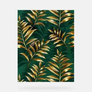 Seamless pattern with golden ferns acrylic sign