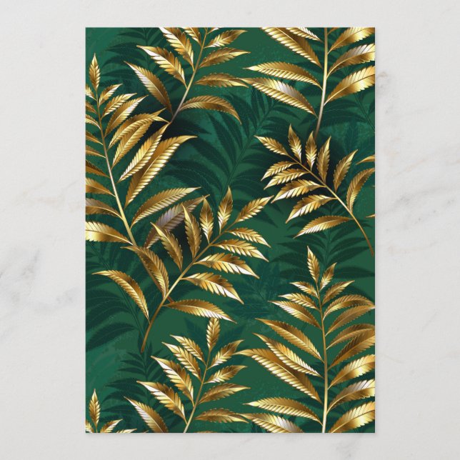 Seamless pattern with golden ferns advice card (Front)