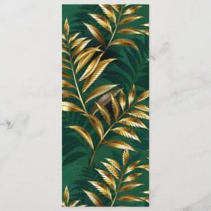 Seamless pattern with golden ferns advice card