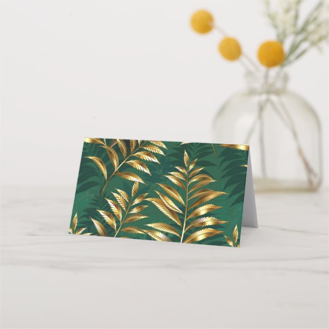 Seamless pattern with golden ferns appointment card (Front)