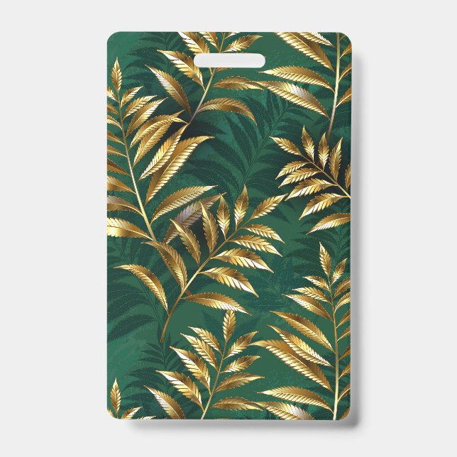 Seamless pattern with golden ferns badge (Front)