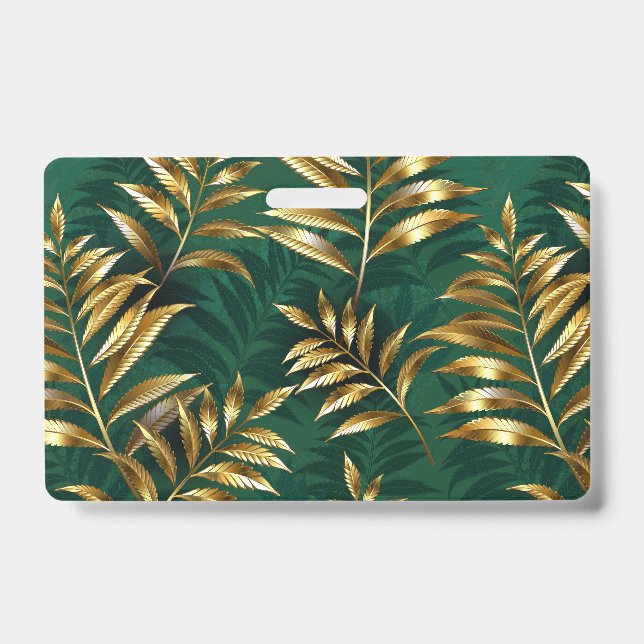 Seamless pattern with golden ferns badge (Front)
