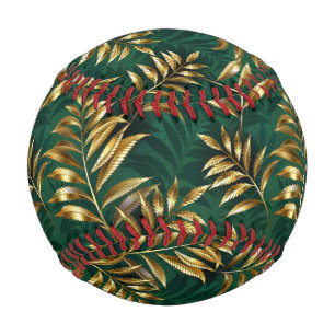 Seamless pattern with golden ferns baseball